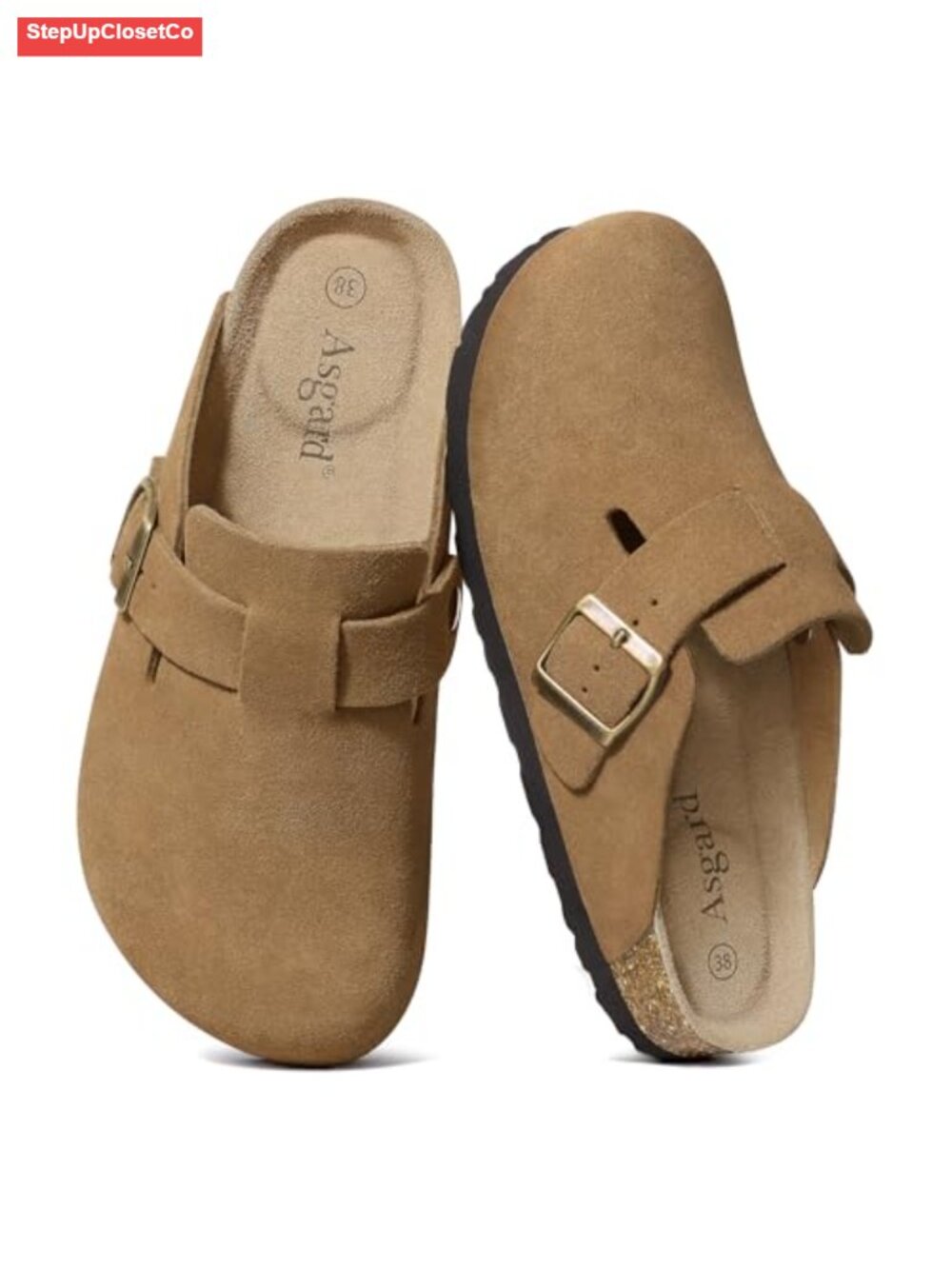 Genuine Suede Clogs with Cork Footbed - Comfortable Unisex Slip-On Shoes